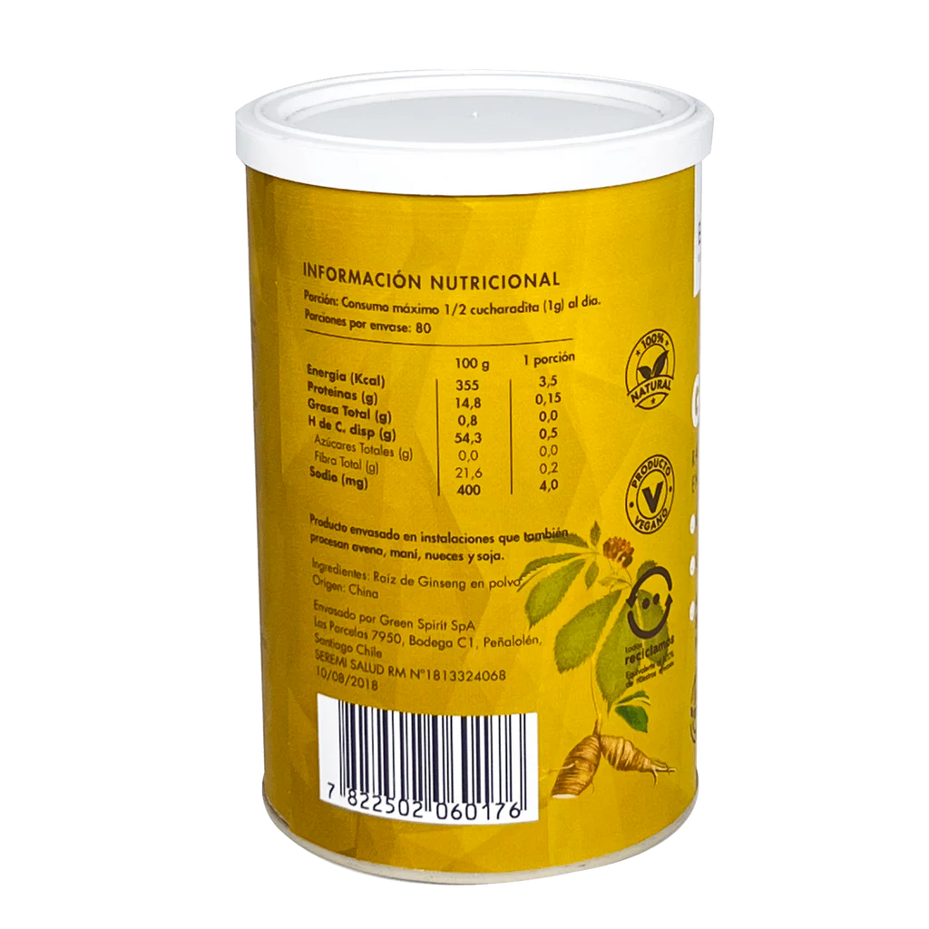 Ginseng en polvo Vitality 80 g Energía Natural y Vitalidad